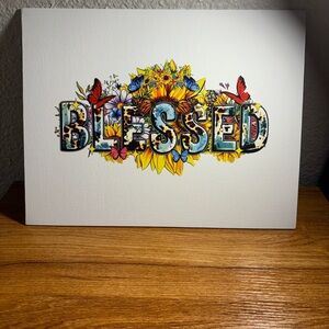 Colorful 'Blessed' Canvas Art